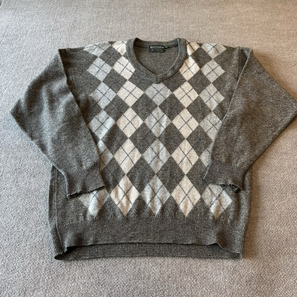 MacGordon Pullover Sweater‎ 100% Lambs Wool Mens Size Large Made In Scotland